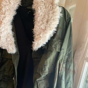 Distressed Fur Military Jacket